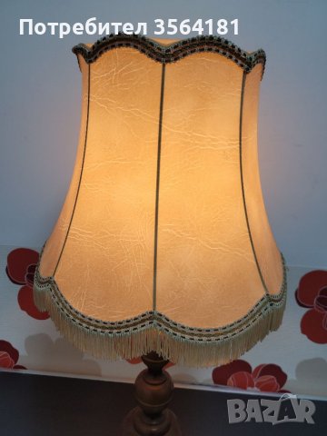 НАМАЛЕНА Настолна лампа с шапка от естествена кожа , снимка 4 - Настолни лампи - 39355658