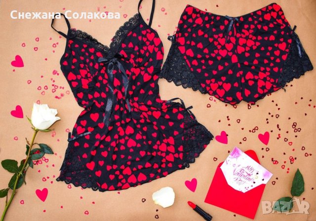 Нежен комплект от две части. Състои се от потник и къси панталонки.  Цена на комплекта: 20 лева  , снимка 3 - Нощници - 34797112