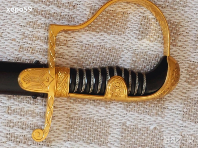 WW2- Парадна немска сабя-Вермахт 1933-34год.позлатена бронзова ръкохватка,като нова, 3 900 лв