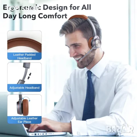 MAIRDI Bluetooth безжична слушалка с микрофон за компютър, снимка 5 - Bluetooth слушалки - 49937557