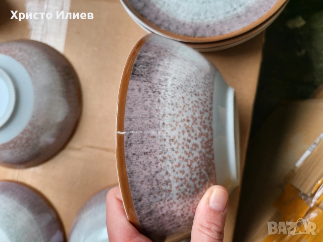 Комплект за хранене от порцелан van Well Ella 24 части Комплект чинии сервиз, снимка 12 - Сервизи - 53227927