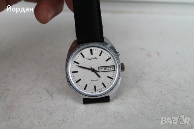 СССР мъжки часовник ''Слава'' 37 мм 26 камъка, снимка 9 - Антикварни и старинни предмети - 39376498