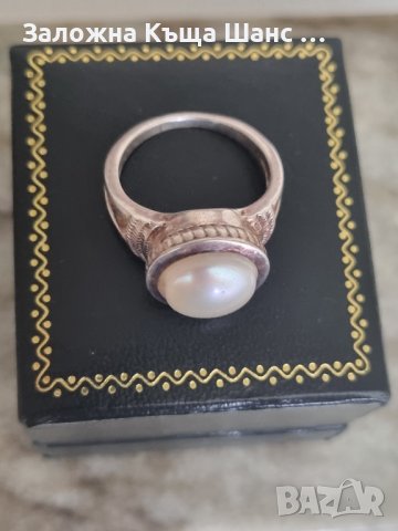 Стар сребърен пръстен 925 проба с перла , снимка 3 - Пръстени - 41832771