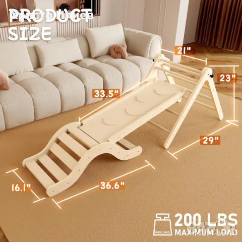 Монтесори комплект Триъгълник на Пиклер пързалка рампа люлка катерушка 3 модула, снимка 6 - Образователни игри - 48766672