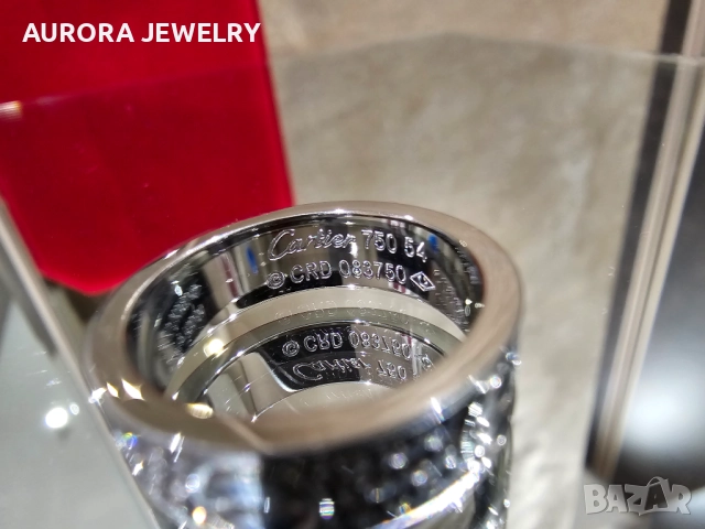 CARTIER Love Band White Gold Classic Model Paved Diamonds Пръстен, снимка 7 - Пръстени - 52830567
