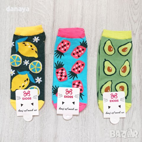 3771 Дамски чорапи за маратонки Плодове, 36-41 номер