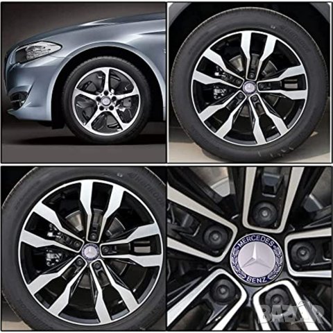 капачки за джанти за мерцедес Mercedes classic 75мм сиви син венец 4 броя, снимка 4 - Аксесоари и консумативи - 40264707