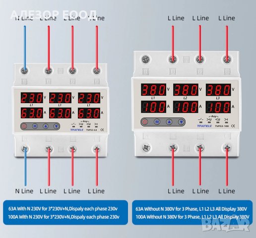 Трифазно реле за контрол на напрежение и ток до 63А, 300V,  20204170, снимка 7 - Друга електроника - 38928002
