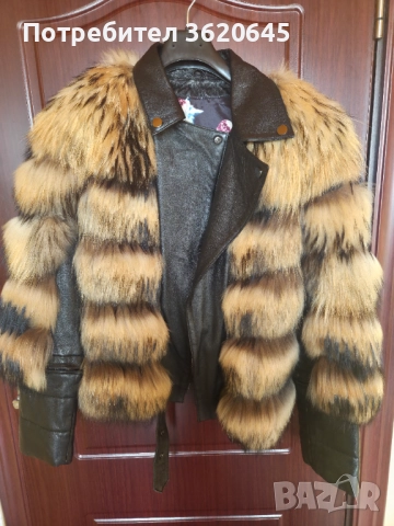 Ново дамско яке от естествена кожа и естествен пух, снимка 2 - Якета - 52443058