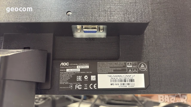20" AOC Е2070S HD+ монитор (1600x900,5ms,D-SUB), снимка 4 - Монитори - 51012746