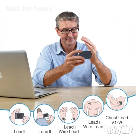 ЕКГ монитор Wellue Pulsebit EX, Bluetooth с iOS и Android приложение, снимка 3 - Уреди за диагностика - 51263620