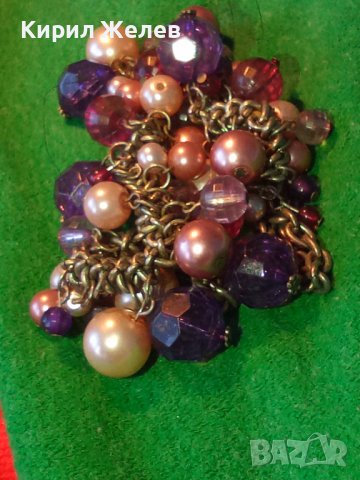 МОДНА АРТ ОГЪРЛИЦА КРИСТАЛИ ПЕРЛИ с ПОСРЕБРЕНА ВЕРИЖКА 26988, снимка 3 - Колиета, медальони, синджири - 35078625