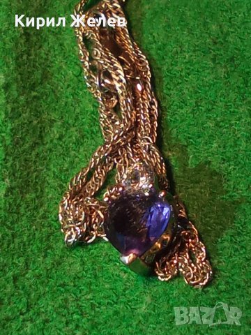 САПФИРЕНО НЕЖНО КРАСИВО АРТ ДЕКО КОЛИЕ БЛАГОРОДНА СТОМАНА с БЯЛА ПОЗЛАТА и ЦИРКОН 27257, снимка 3 - Колиета, медальони, синджири - 35007849