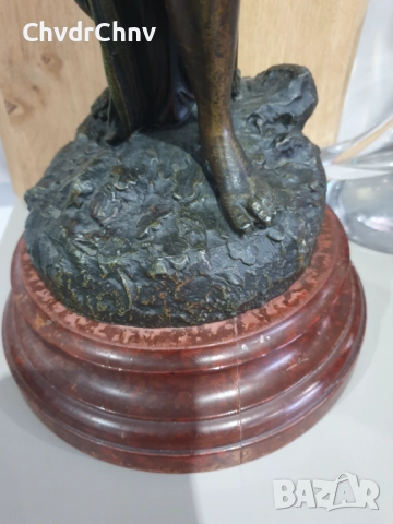 ЦАМ статуетка 48см-3кг/стара метална скулптура/метална фигура на жена-музикантка, снимка 8 - Антикварни и старинни предмети - 49232083