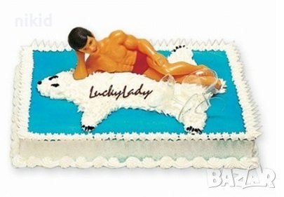 Мъж гол легнал пластмасова фигурка украса декор моминско парти торта