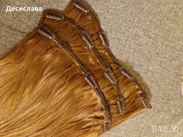 Естествена коса ЛУКС кафяв цвят 70 см, плътен косъм, снимка 2 - Аксесоари за коса - 41804531