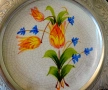 Порцеланова чиния с калаена рамка,цветя. , снимка 3