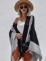 Дамска широка модна жилетка с цветни блокове - 023, снимка 6
