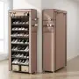 Шкаф за обувки 9 реда – 27 чифта, цип, кафяво/бежово, снимка 4