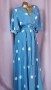 3XL Синя,дълга рокля солей на бели точки, снимка 2