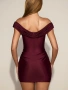 Къса сатенена рокля цвят бордо , снимка 3