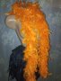 Оранжев ( боа) шал с естествени пера 180 см  , снимка 2