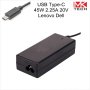 Зарядно USB Type-C 45W 2.25A 20V Lenovo, DELL-Ново, снимка 1 - Друга електроника - 44214265