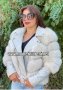 Луксозно дамско палто естествен косъм лисица и естествена кожа код 50, снимка 1 - Якета - 33846474