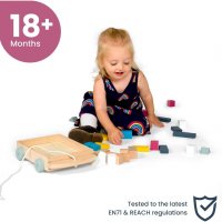 Нова Детска играчка дървена количка образователна игра с форми цвят, снимка 4 - Образователни игри - 39977402