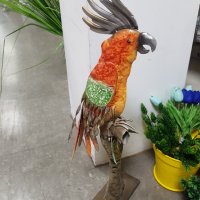 Метален папагал, снимка 1 - Декорация за дома - 41889387