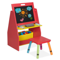 Двустранна детска дъска със столче и кутия за играчки , снимка 1 - Други - 44810835