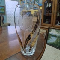 Красива кристална ваза Бохемия с позлата , снимка 1 - Антикварни и старинни предмети - 40851652