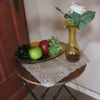 Поднос, фруктиера и ваза от кафяво стъкло, снимка 1 - Други стоки за дома - 44633605