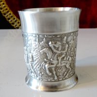 Чаша за ракия,шот от калай,средновековен поход. , снимка 2 - Антикварни и старинни предмети - 44237137