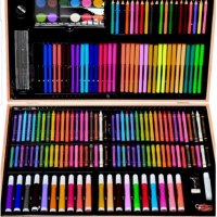 Комплект за рисуване оцветяване в дървен куфар 180 части, снимка 3 - Рисуване и оцветяване - 35874440