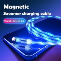 Нов модел-Светещ LED кабел за зареждане за телефон-IPHONE-Samsung и др., снимка 2 - USB кабели - 33865034