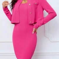 Розова рокля със сако, снимка 6 - Костюми - 44365533