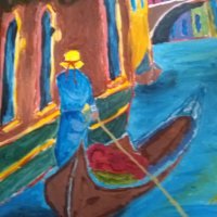 Венеция-Разходка с гондола -картина 40х30см подписана, снимка 3 - Картини - 44483536