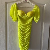 Wow 🤩 разкошна нова елегантна официална парти коктейлна неонова свежа зелена рокля , снимка 2 - Рокли - 41061299