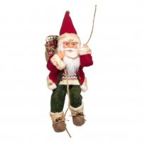 Коледна декоративна фигура, Дядо Коледа с въже, 25см , снимка 1 - Декорация за дома - 34740127