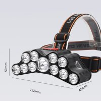 3764 Led фенер за глава челник с 11 LED диода и USB, снимка 7 - Къмпинг осветление - 41079781