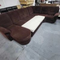 Кафяв ъглов диван от плат с функция сън "PP-QL11014", снимка 10 - Дивани и мека мебел - 39970871