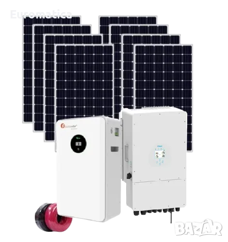 Автономна соларна система 7 kW + инвертор Deye 6 kw + 10 kwh литиева батерия - Трифазна, снимка 1
