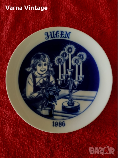 Колекционерска порцеланова коледна чиния 1986 г. Hackefors Швеция., снимка 1