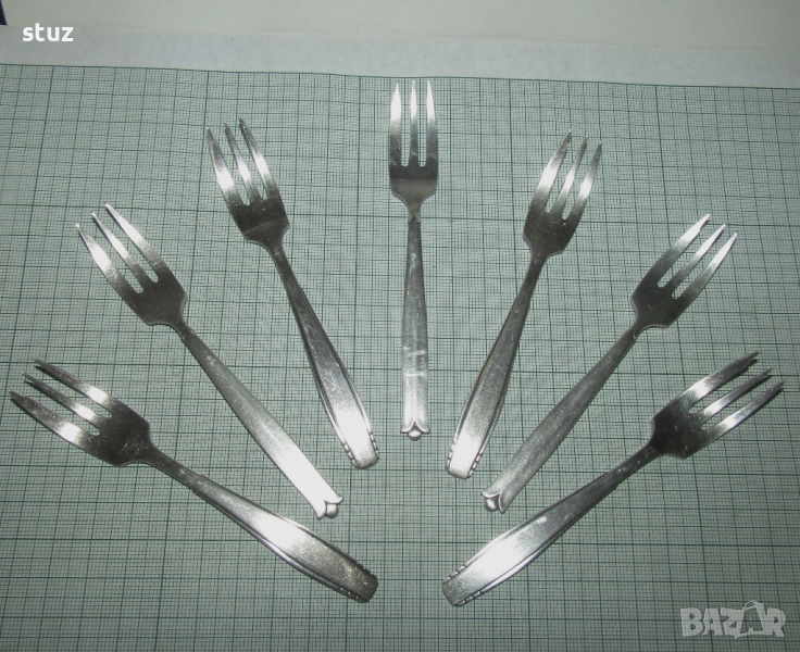 Малки десертни вилички, посребрени, сет 7 бр., снимка 1