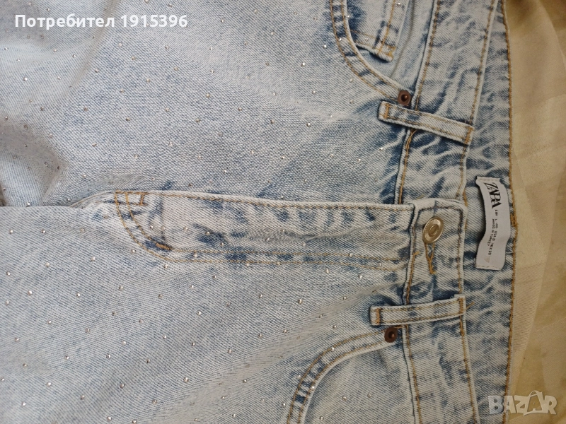 Зара дамски дънки с камъни, снимка 1