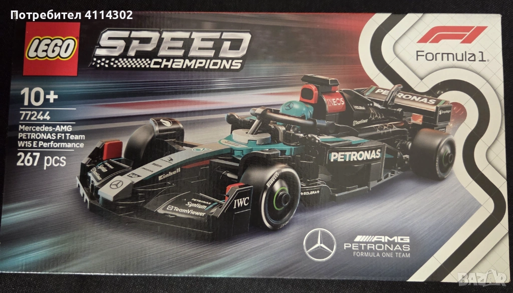 Конструктор LEGO Speed Champions Formula 1 - Болид Mercedes AMG F1 W15 (77244), снимка 1