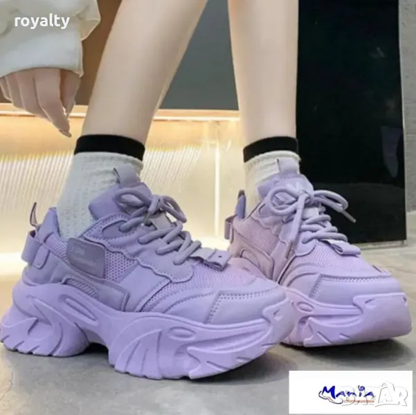 Лилави дамски маратонки на платформа, снимка 1