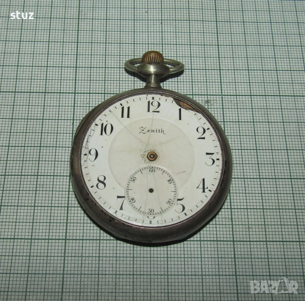 Сребърен джобен часовник Zenith, за части, снимка 1