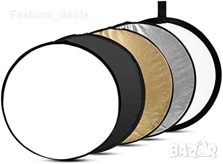Нов Преносим Фотографски рефлектор 5 в 1 светлоотражател разсейвател, снимка 1